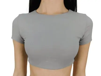 Top deportivo de manga corta gris