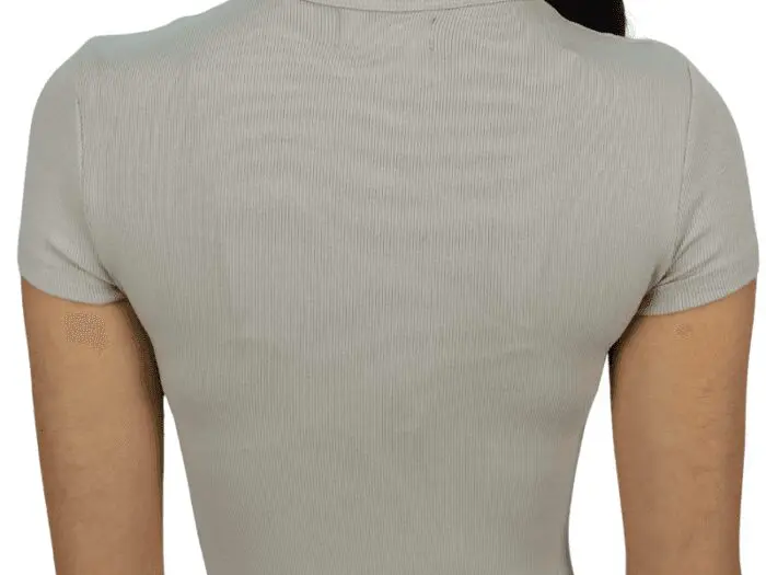 Body manga corta beige