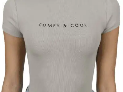 Body manga corta beige