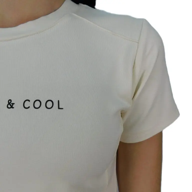 Camiseta de punto de manga corta beige